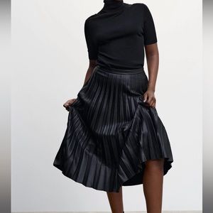MANGO vegan leather midi skirt